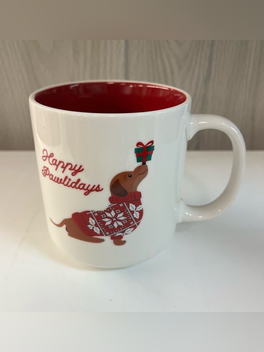 Happy Pawlidays Dachshund Dog Ceramic Coffee Cocoa Mug Cup 18 Oz. Christmas New